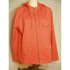 CHRISTOPHER & BANKS Women's Large Coral Hooded Zip/button Jacket